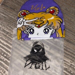 Purple Kids Beanie with Cartoon Design